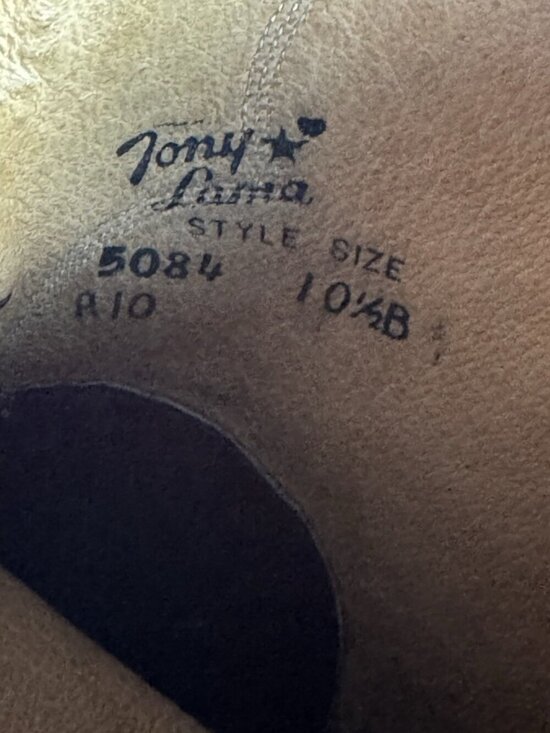 VTG Tony Lama Mens Size 10.5 B Cognac Brown Leather Western Cowboy Boots #5084 main image 5